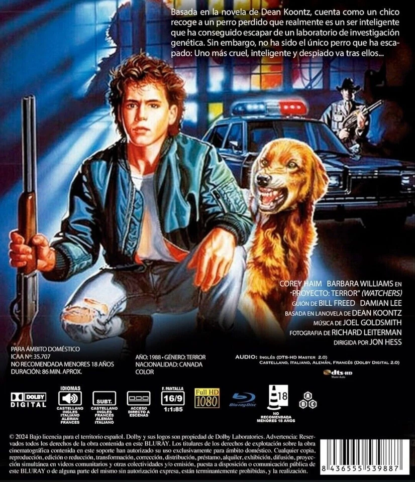 WATCHERS (1988) Corey Haim Blu-Ray NEW (Spanish Package has English Audio) — 第 2/2 张图片