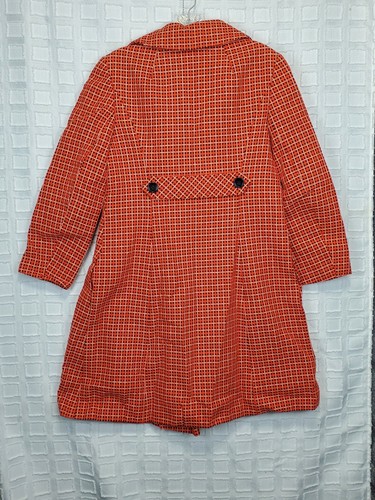 Jack Feit New York Womens Coat Union Made Orange Check Vintage That Girl - Picture 2 of 9