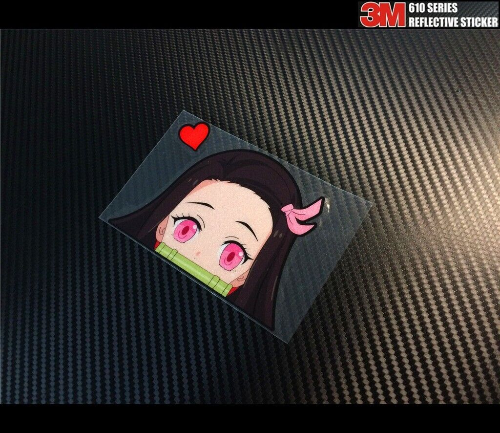Reflective Nezuko Kamado Demon Slayer Peeking Funny Anime JDM Car Sticker  #D01 | eBay