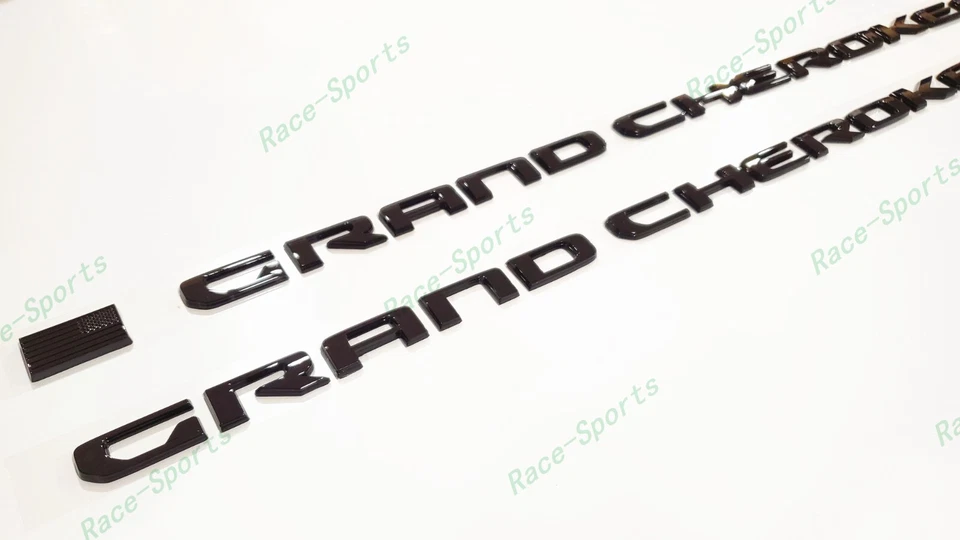 2PÇS 2021+ Jeep Grand Cherokee WL/WK placa de identificação porta lateral emblema preto brilhante - Imagem 2 de 4