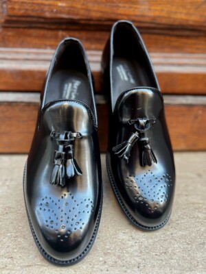 Mocassini neri particolari Made in Italy Vera pelle Colore nero