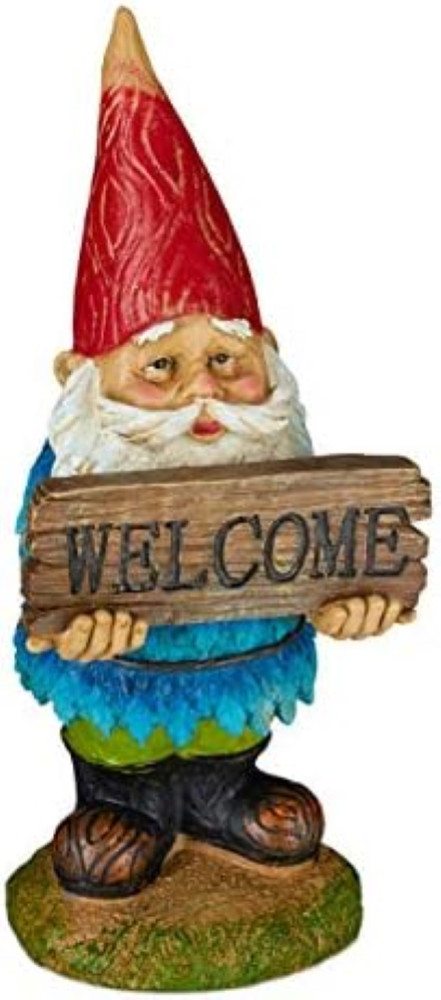Relaxdays Gnomo da Giardino â€œWelcomeâ€ , Resistente, Poliresina, Ingresso & Ai