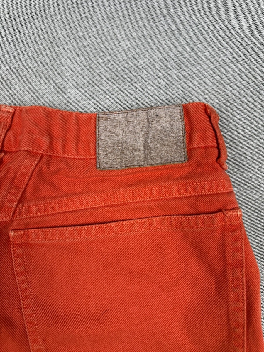 Marithe Francois Girbaud Orange Denim High Waisted Shorts Retro