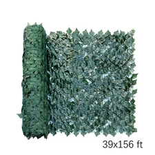 156"x39" Artificial Faux Ivy Dark Leaf Privacy Fence Panel Screen Hedge Decor