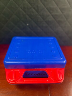 Vintage Igloo Lunch Box, Handle Locking, Red Blue Clean, Solid
