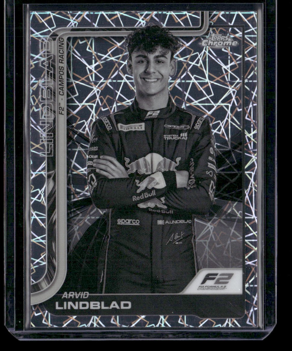 2025 Topps Chrome Formula 1 #23 Arvid Lindblad Black & White Lazer Refractor