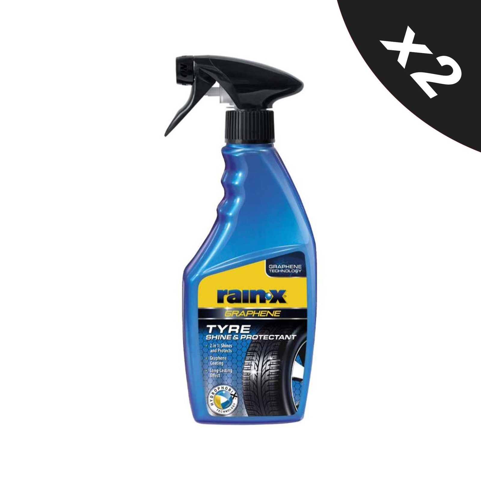 RAIN-X Tyre Shine Protect Instant Tyre Dressing Long Lasting Wet Look 2x500ml
