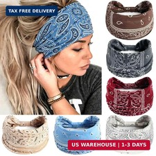 Wide Boho Headbands Non Slip Stretch Printing African Head Wraps Bohemian Turban
