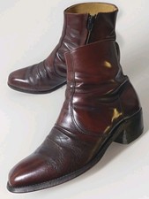 Vintage 70s Western Oxblood Burgundy Leather Mens Beatle Rocker Boots 9 Roebucks