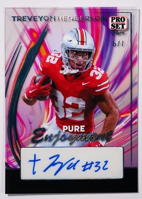 Treveyon Henderson Auto 6/7 2024 Leaf Pro Set Pure Enjoyment Patriots Buckeyes