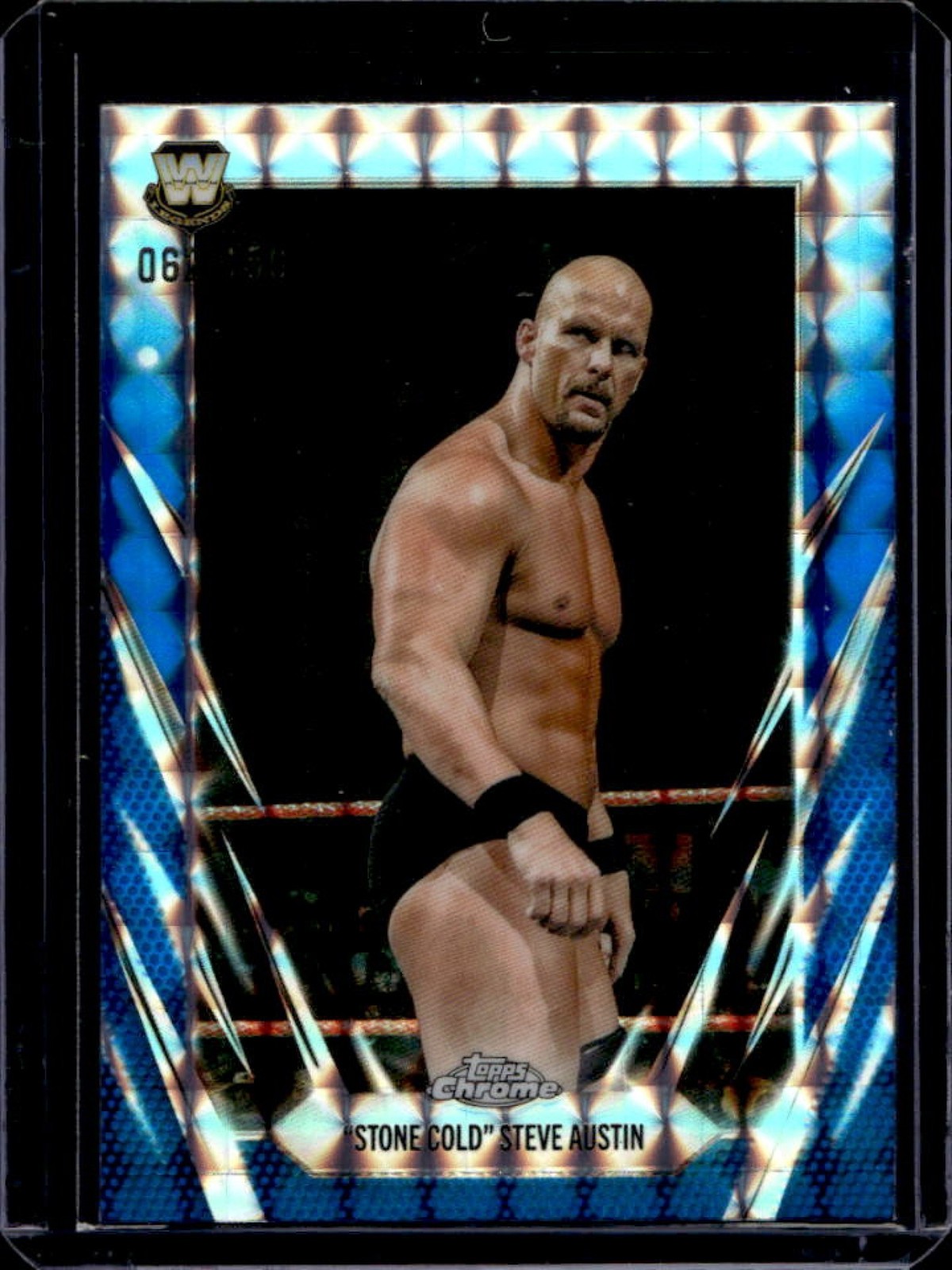 2026 Topps Chrome WWE Stone Cold Steve Austin Blue Geometric Refractor #/150