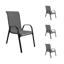 4 Stk. XL Stapelstuhl Stapelsessel Aluminium - Metall Mix schwarz Textilen Anth.