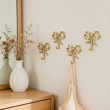 Decorative Bowknot Wall Hooks Alloy Gold Finish for Hallway Coat Towel Storage