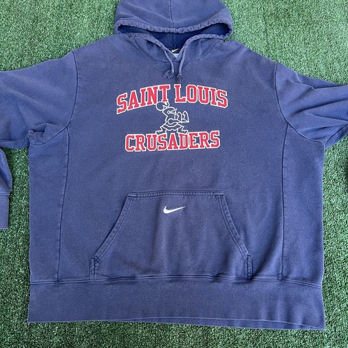 Vintage Y2K Men's Nike Center Pocket Swoosh St. Louis Crusaders Rugby Hoodie 2XL - Picture 4 of 18