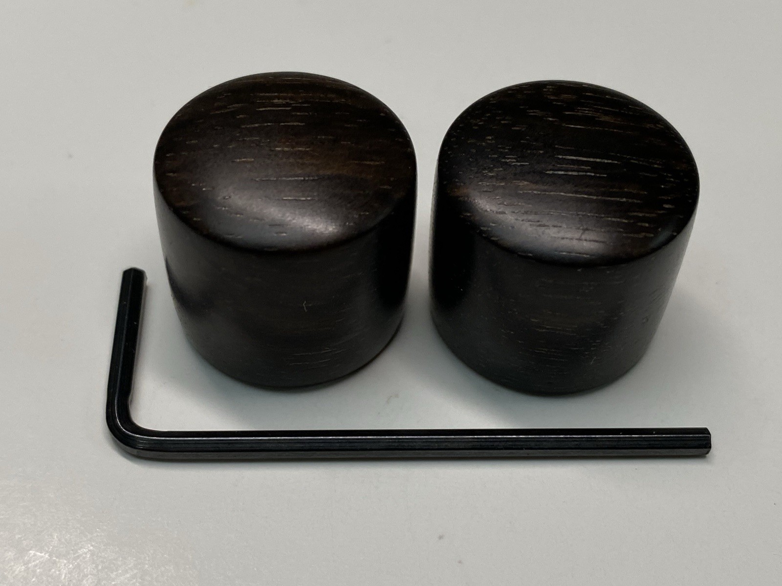 2 SELECTED AAA EBONY KNOBS,POLISHED Oil FINISH,PACKED AS PIX, 1/4”shaft,hex key