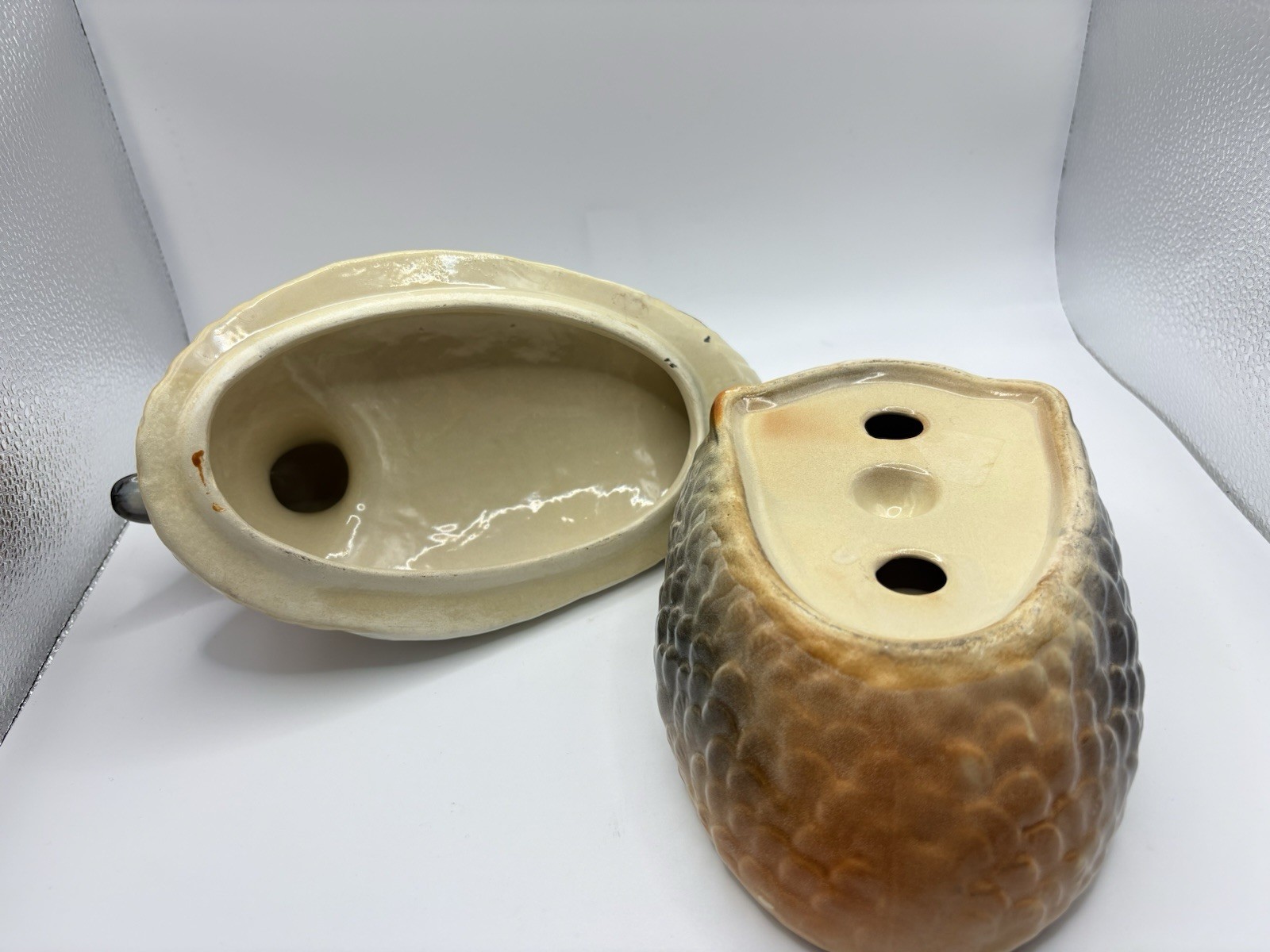 Ceramic Duck Storage Jar Kitchen Egg Holder Hand Painted Majolica Style Terrine image 5