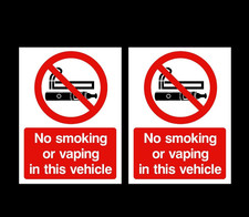 2x No Smoking or Vaping in this Vehicle Sticker - Car, Van, Taxi