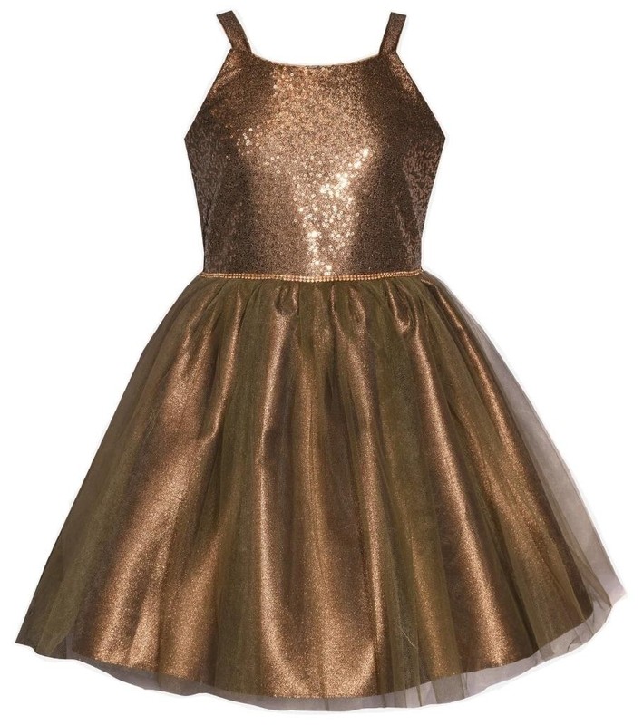 NEW Bonnie Jean Girls Size 7 "BRONZE SEQUINS" Mesh Ballerina Party Dress NWT