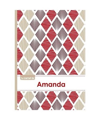 Le carnet d'Amanda - Lignes, 96p, A5 - Pétales Japonaises Violette Taupe Rouge,