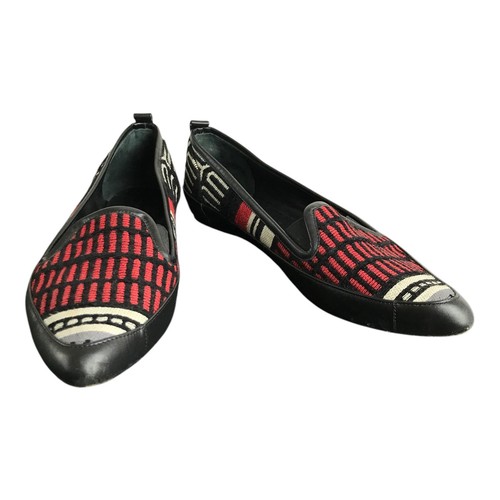 Proenza Schouler Schuhe Damen US 9 EU 39 rot schwarz Tribal Lederbesatz Halbschuhe - Bild 2 von 8