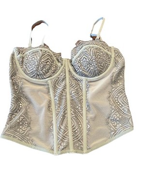 Garage Chrishell Lace Mesh Bustier S Corset Sage Lingerie Top Coquette Romance