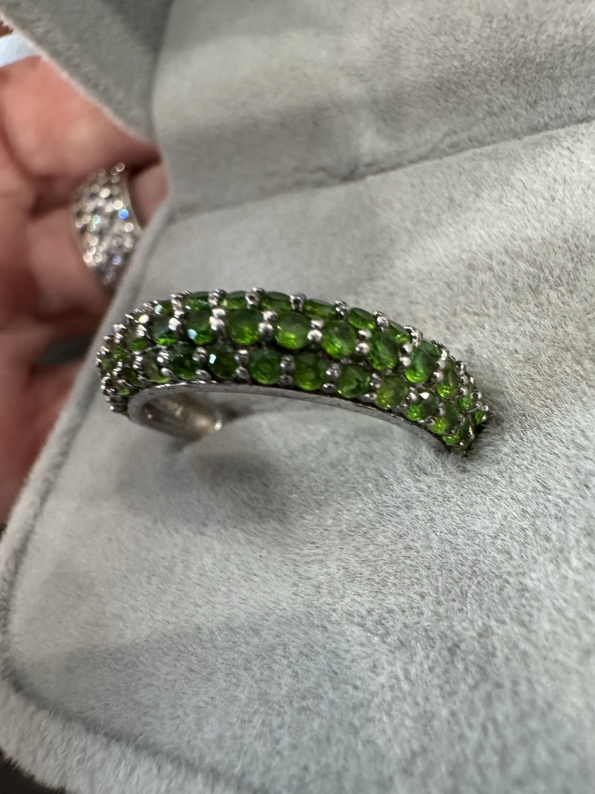 Beautiful sterling silver stackable with Green pa… - image 4