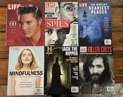 MIXED LOT OF 6 MAGAZINES- Elvis, Jack The Ripper, Manson, Scary Places TIME LIFE