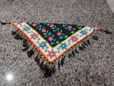 Vintage 80's Fringed Beaded Scarf Bandana T-18