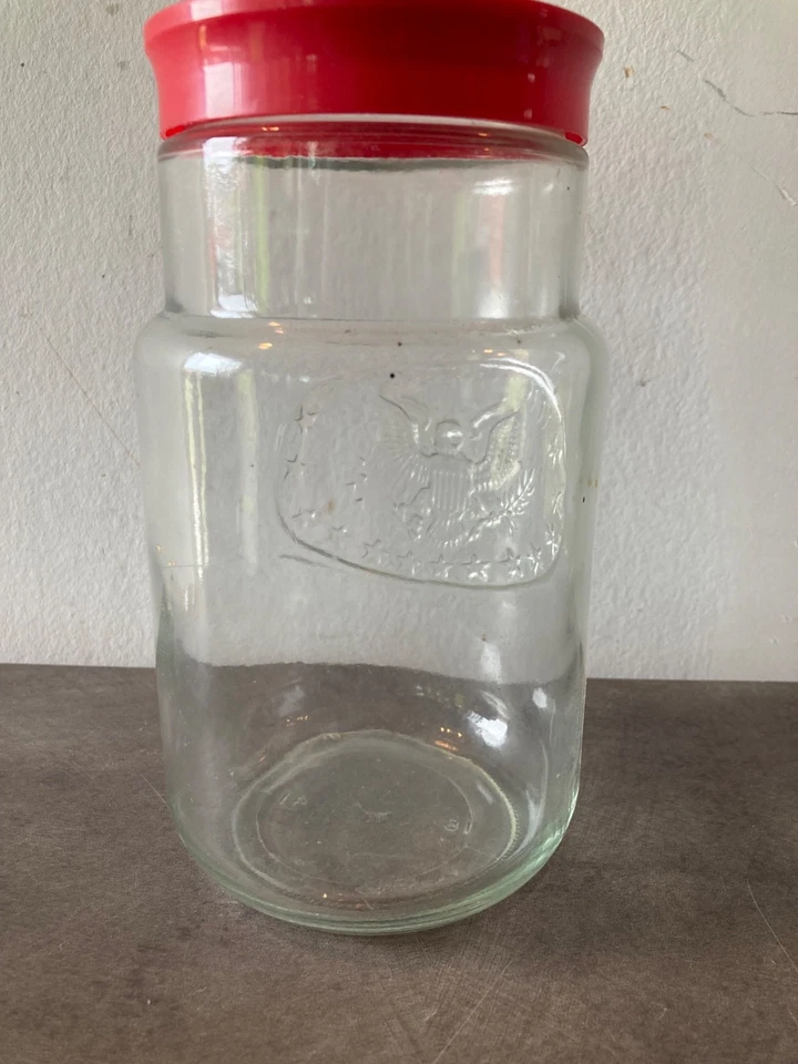 Tarro de colección Anchor Hocking 1776 ELECCIÓN 1976 Águila Bicentenaria, con tapa roja 8" Foto 2 de 3