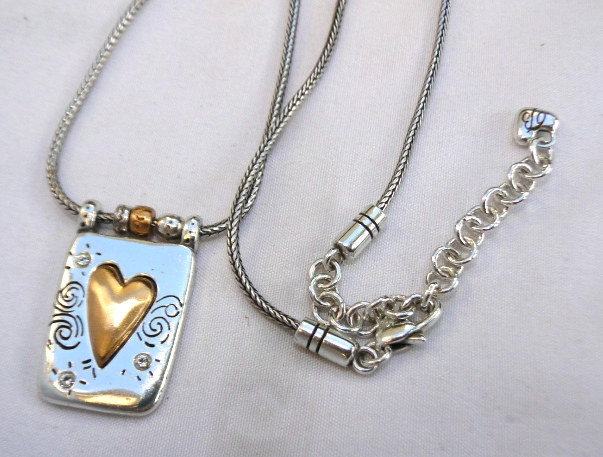 Brighton Remember Your Heart Two Tone Silver & Gold Crystal Pendant Necklace