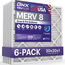 TruFilter 20x20x1 Air Filter MERV 8 (6-Pack) - MADE IN USA โ Dust & Pet Defen...