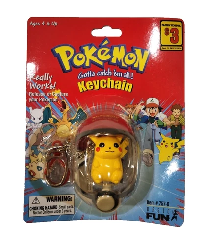 Pokemon Pikachu Keychain New Vintage Pokeball Basic Fun Rare 2000 Toy