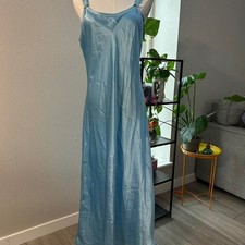 Vintage Jones New Yor Baby Blue Satin Slip Dress Size L
