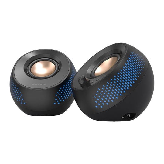 Creative Labs Pebble X 2.0 Desktop Speakers, Black, 2x USB Type-C, ARGB, 30W RMS