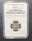 1954 D Roosevelt Dime NGC MS 66 FT 90% Silver Denver Gold Toning