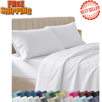 NEW King Sheet Set 100 Percent Cotton 400 Thread Count Sateen Deep Pocket White
