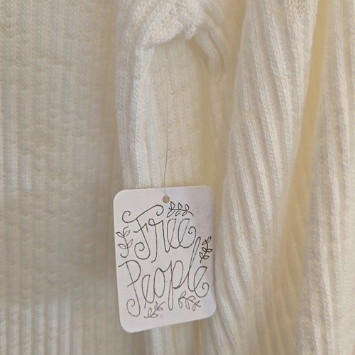 New FB Beach Pacific Maxi Dress Size L Ivory 3/4 Sleeve Semi Sheer Deep V-Neck - Picture 3 of 16