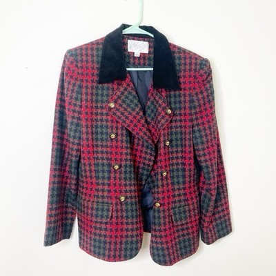 RARE elegant vintage L&T wool blend plaid woman's blazer. Size 10. So beautiful!