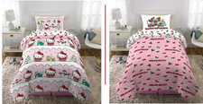 Hello Kitty Holiday Kids 6 Piece Reversible Comforter, Bed in a Bag, Queen NEW