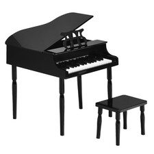Costway 2PCS Classic Baby Grand Piano Bench Set Toddler Toy w/ Music Rack Black