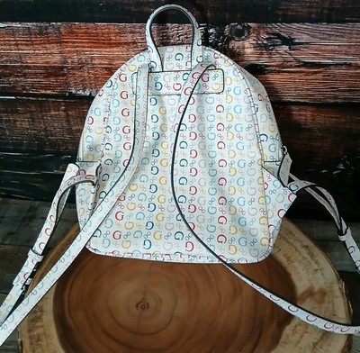 Guess Bag White Rainbow Logo Mini Backpack Multi Pockets  display picture 2
