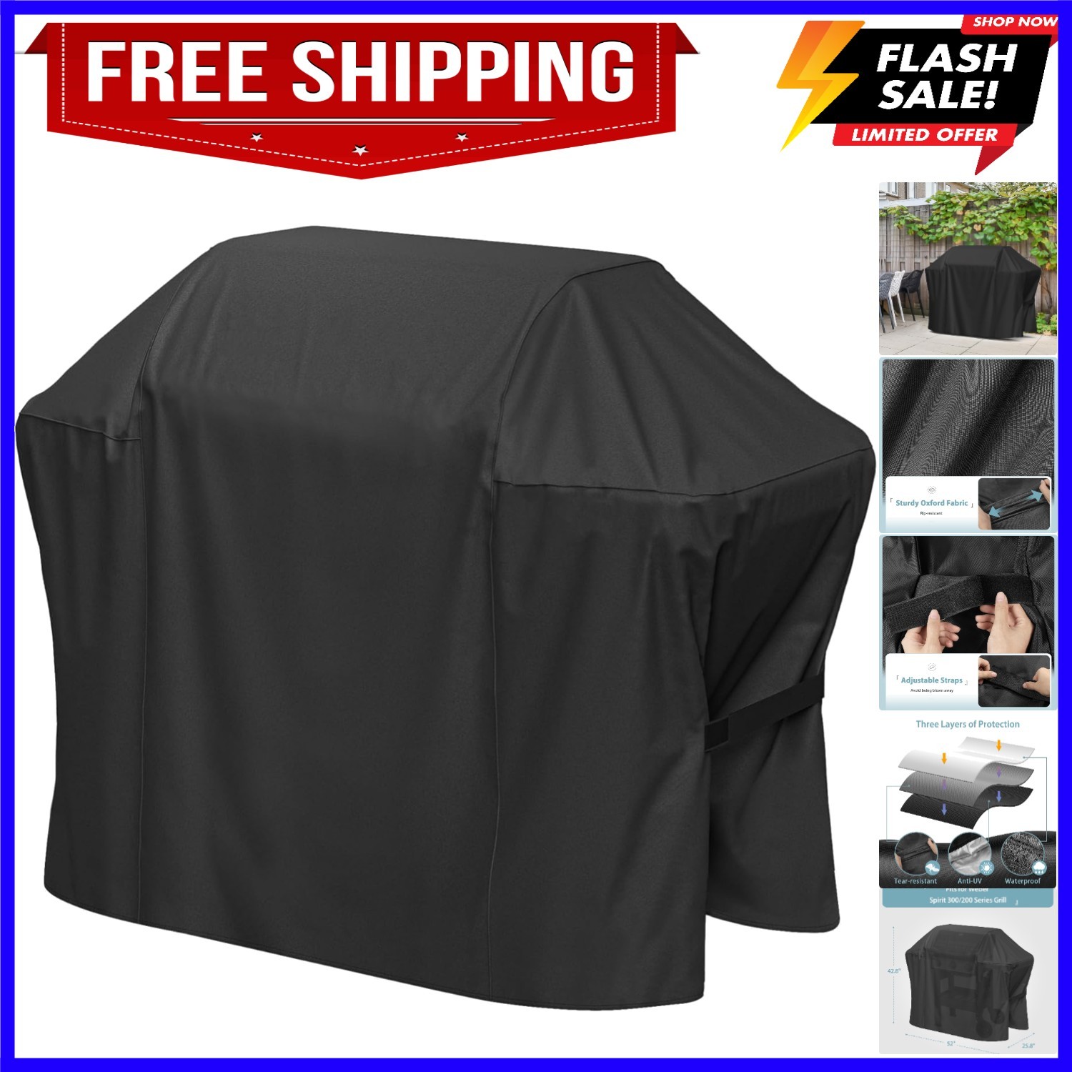 Grill Cover for Weber Spirit II and Spirit 200 & 300 Series,