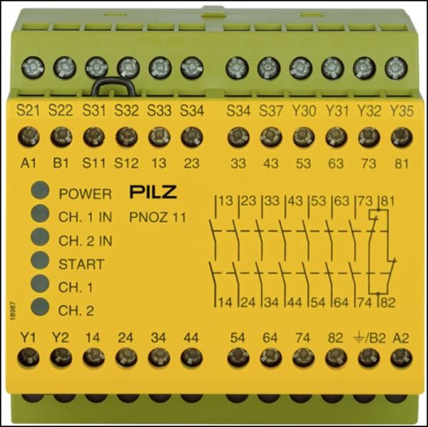Relais de sécurité PILZ 774080 PNOZ 11 24V avec 7 contacts NO et 1 NF pour armoire