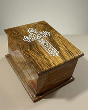 Wooden Urn for Human Ashes Beautiful Cross Engraved Design -Wooden Urns