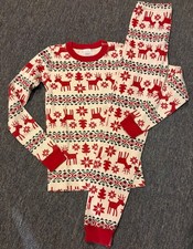 Hanna Andersson Reindeer Fair Isle Christmas Pajamas Size 150 US 12 Yr Cotton