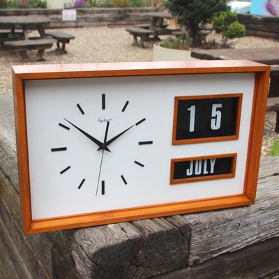 Original 60er Jahre Vintage Kalender Wanduhr Bank Industrie Fabrik Gewerbe