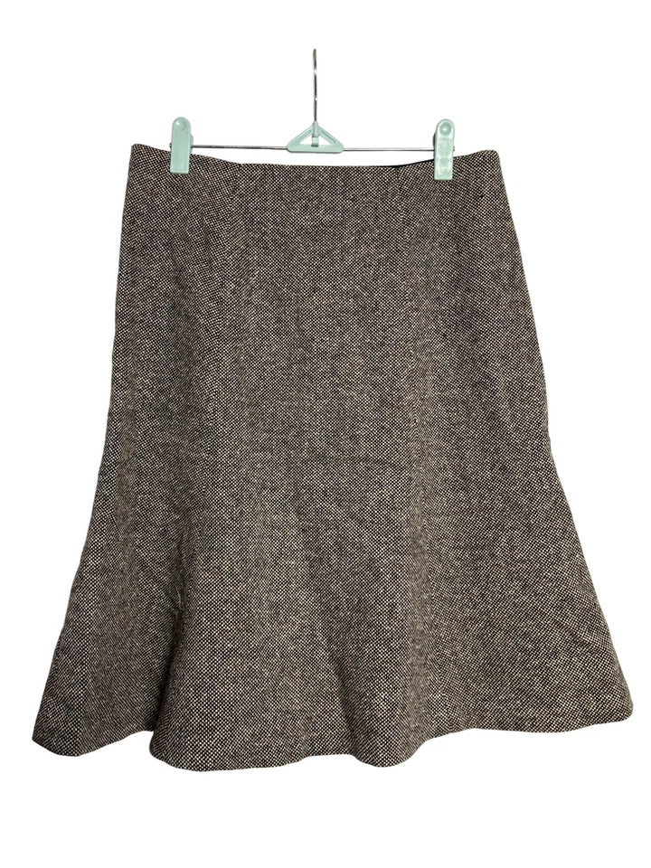 Falda Y2K Gap Factory Línea A 4 Hasta la Rodilla Negra Beige Tweed Forrada Mezcla de Lana Foto 4 de 4