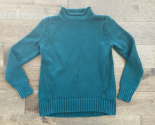 J. Crew Always Roll Neck Sweater Small Green Fisherman Knit Vintage Classic
