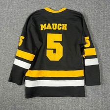 Hockey Jersey Mens S/M Black Good Mauch 5 Mesh V-Neck USA Made