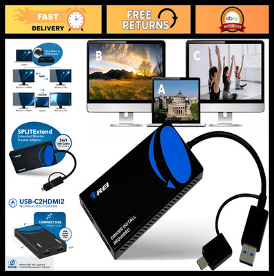 HDMI Splitter for Dual Monitor - 3 Screen Multi-Monitor Display, 4K@30Hz, USB A